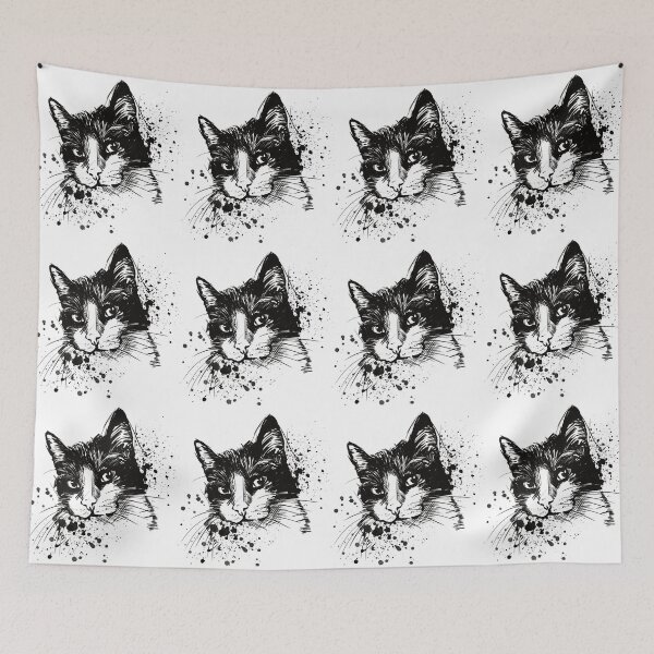 Item preview, Tuxedo Cat Ink Portrait Illustration designed and sold by Inkversed.