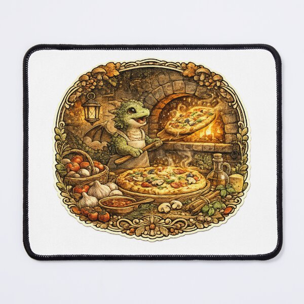 Item preview, Baby Dragon Pizza Chef | Cottagecore Woodland Pizzeria | Cozy Fantasy Kitchen | Pizza Lover Gift designed and sold by MrDev.