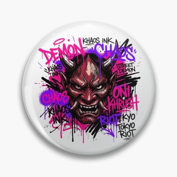 Item preview, Neon Oni Mask Graffiti - Super Chaotic Underground Streetwear designed and sold by krish-prints.