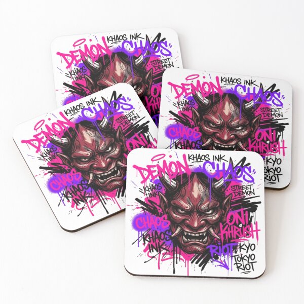 Item preview, Neon Oni Mask Graffiti - Super Chaotic Underground Streetwear designed and sold by krish-prints.