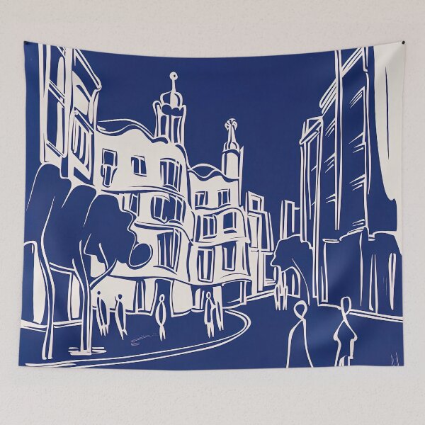 Item preview, Catalunya - Blue Abstract Art designed and sold by shadow-bloom.