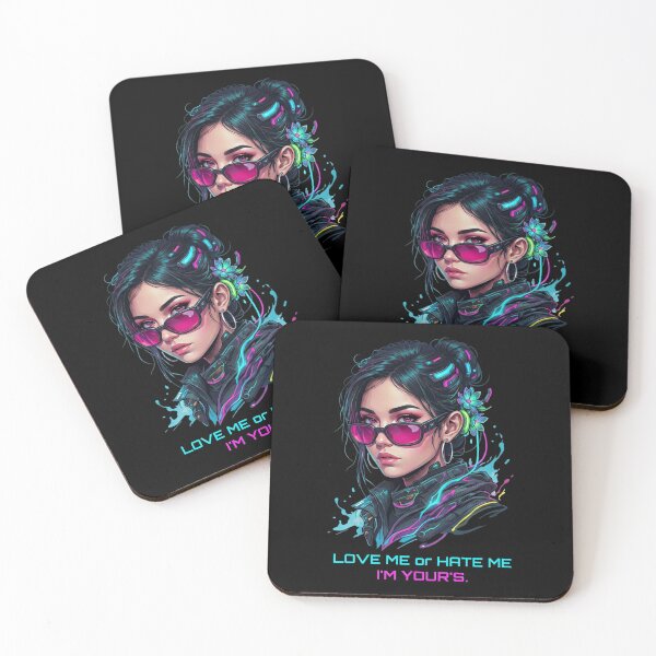 Item preview, Cyberpunk Neon Girl Streetwear Design: Love Me Or Hate Me. designed and sold by Global-Command.