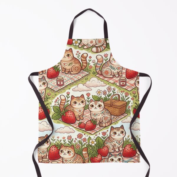 Item preview, Cute Strawberry Picnic Cats Pattern designed and sold by Iampoji.