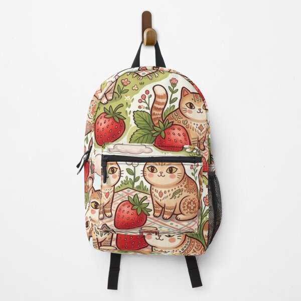 Item preview, Cute Strawberry Picnic Cats Pattern designed and sold by Iampoji.