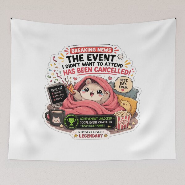 Item preview, Event Cancelled Funny Hamster Introvert Sticker Kawaii designed and sold by Desola-Studio.