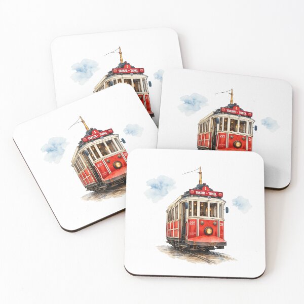 Item preview, Historic Taksim Tram Watercolor Art Print | Istanbul Vintage Travel Illustration designed and sold by DreamPaw Studio.