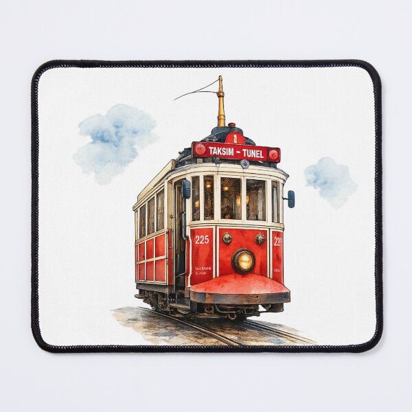 Item preview, Historic Taksim Tram Watercolor Art Print | Istanbul Vintage Travel Illustration designed and sold by DreamPaw Studio.