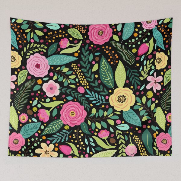 Item preview, Bright Floral on Black designed and sold by The Painted Lamb.