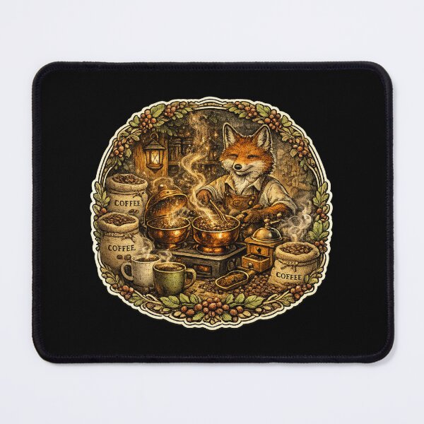Item preview, Woodland Fox Coffee Roaster | Cottagecore Coffee Lover | Cozy Rustic Café | Fantasy Barista Gift designed and sold by MrDev.