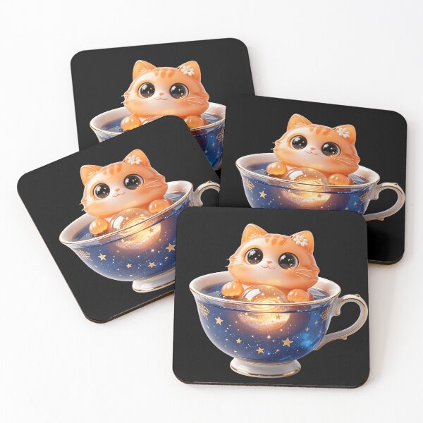 Item preview, Emerald Cat - Starry Teacup: A Sip of Galaxy Magic designed and sold by ABYSSLAB.