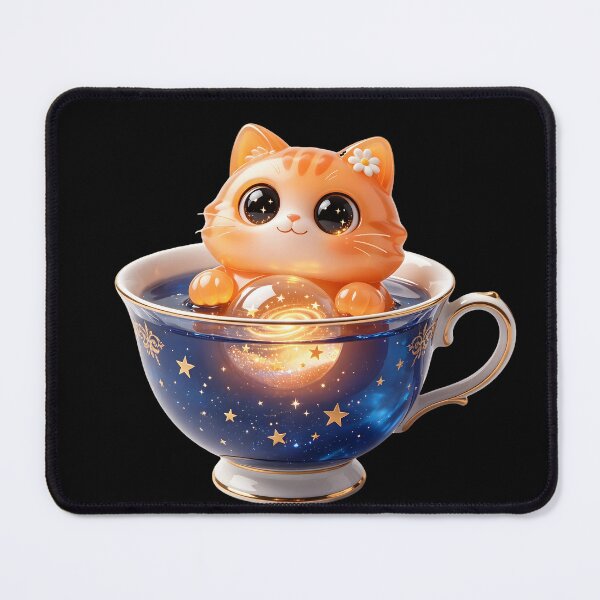 Item preview, Emerald Cat - Starry Teacup: A Sip of Galaxy Magic designed and sold by ABYSSLAB.