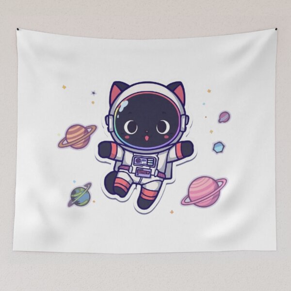 Item preview, Cute Black Astronaut Gamer Cat Kawaii Space Sticker designed and sold by Stylestickers55.