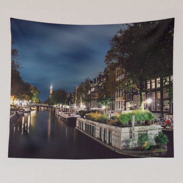 Item preview, Amsterdam Canal Night Cityscape Wall Art designed and sold by athanasioungr.