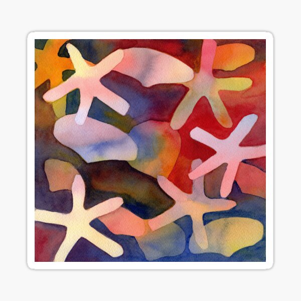 Sea Shells and Sea Stars Watercolor Painting Sticker