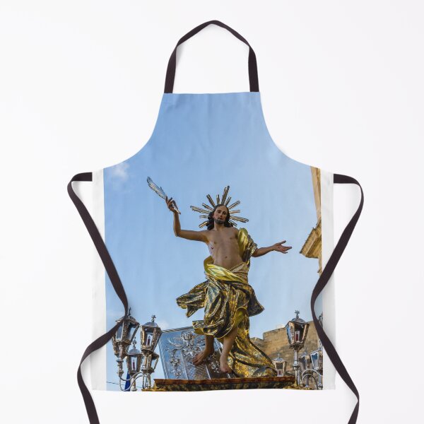 Item preview, Jesus Christ Statue With Golden Robe and Radiant Halo Against Blue Sky, Religious Sculpture of Resurrection designed and sold by Nmallia.