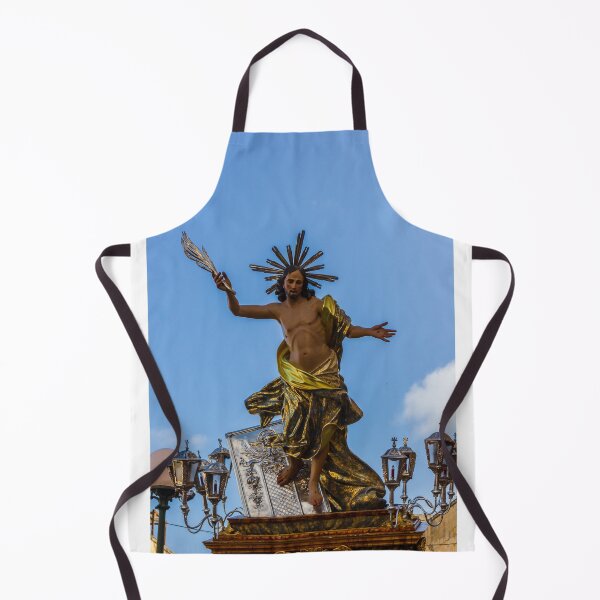 Item preview, Jesus Christ Statue With Golden Robe and Radiant Halo Against Blue Sky, Religious Sculpture of Resurrection designed and sold by Nmallia.