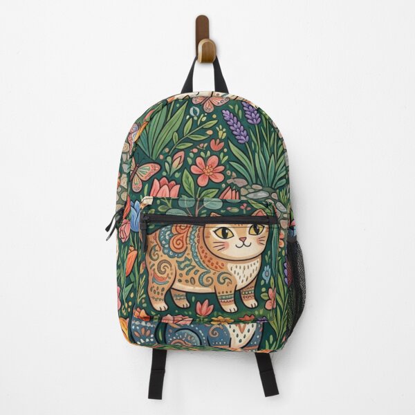 Item preview, Cute Folk Art Cats in Blooming Garden designed and sold by Iampoji.