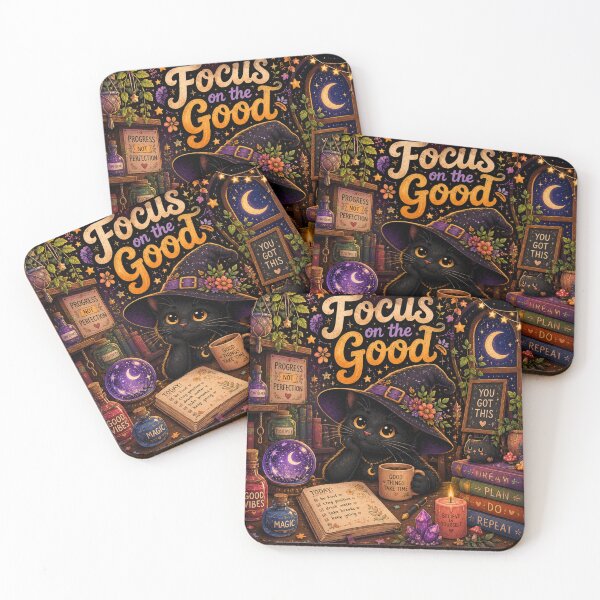 Item preview, Focus on the Good Cozy Witch Cat designed and sold by S06PMarketing.