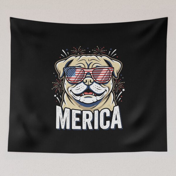 Item preview, Merica Pug Dog American Patriot Fourth Of July designed and sold by SofenArt.