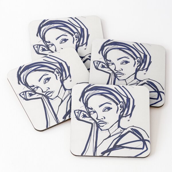 Item preview, Chadian woman, portrait - Blue Abstract Art designed and sold by shadow-bloom.