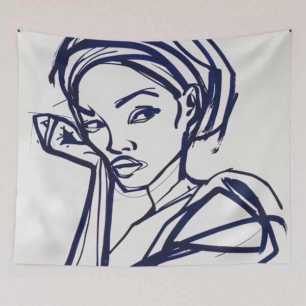 Item preview, Chadian woman, portrait - Blue Abstract Art designed and sold by shadow-bloom.