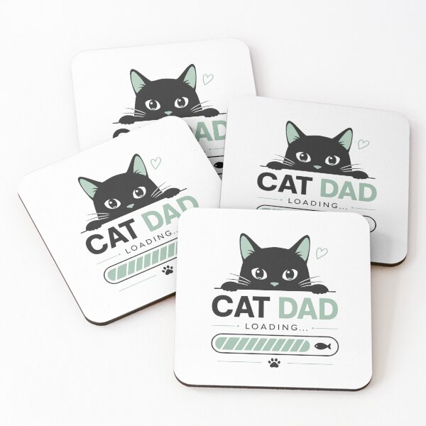 Item preview, Cat Dad Loading Minimalist Black Cat Kawaii T-Shirt designed and sold by Ashley critters.