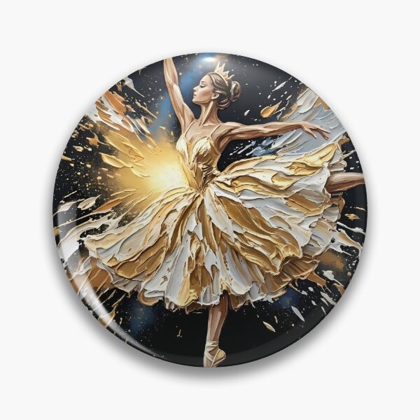 Item preview, Golden Ballerina Celestial Dance - Impasto Oil Painting Art designed and sold by SupernovaNote.