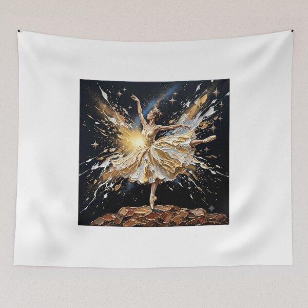 Item preview, Golden Ballerina Celestial Dance - Impasto Oil Painting Art designed and sold by SupernovaNote.