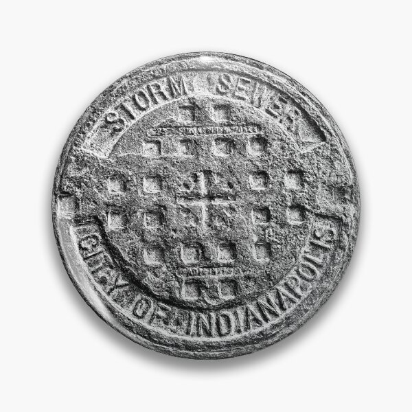 Item preview, Indianapolis Storm Sewer Manhole Cover Dark Urban Iron Art designed and sold by Ghoul Enterprises.