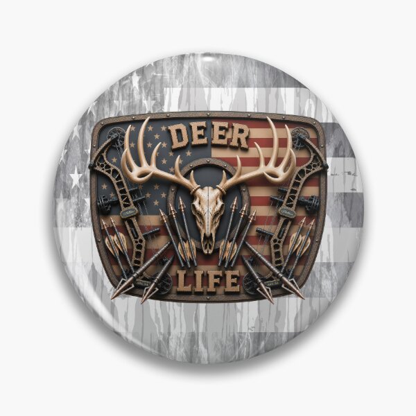 Item preview, Whitetail Deer Life Bow Hunting American Flag Hunting Skull Wall Art designed and sold by artistwill.