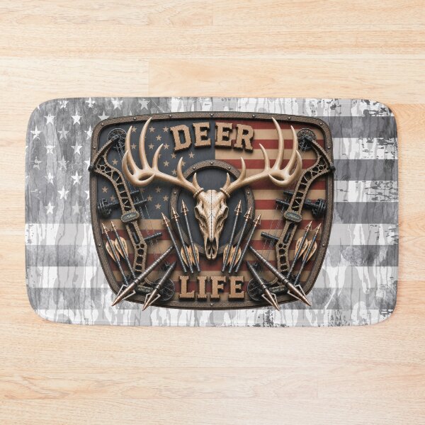 Item preview, Whitetail Deer Life Bow Hunting American Flag Hunting Skull Wall Art designed and sold by artistwill.