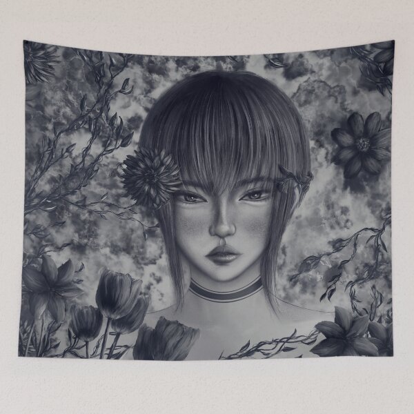Item preview, Beautiful girl surrounded by flowers designed and sold by Witseart.