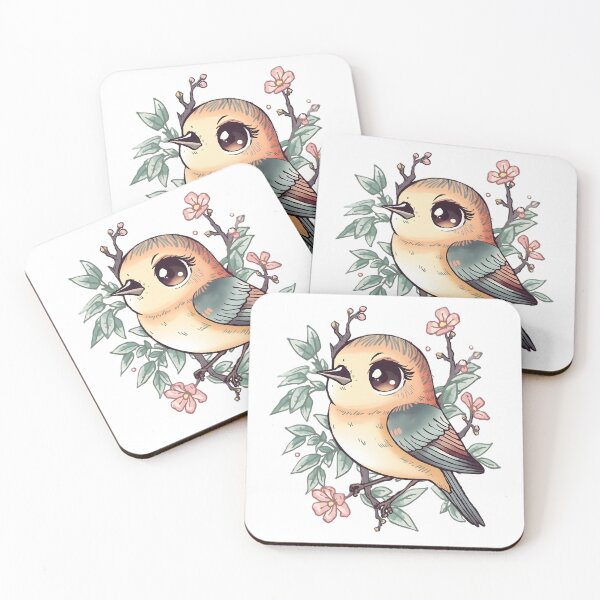 Item preview, Cute Songbird Sticker | Kawaii Bird with Cherry Blossoms Botanical Art designed and sold by dreamz-world.