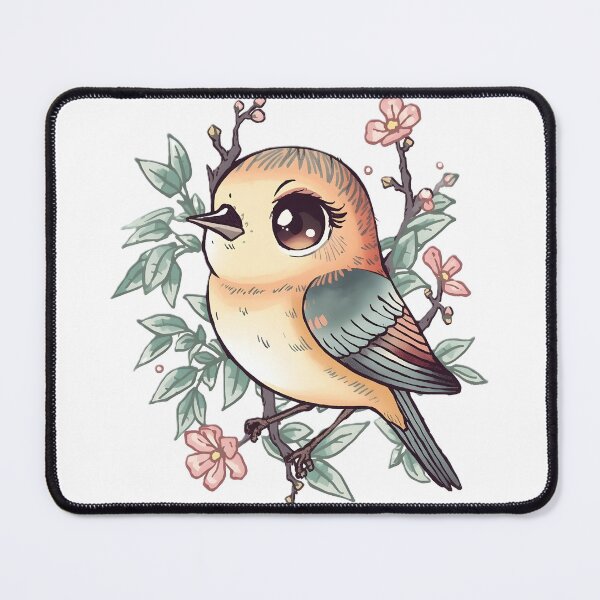 Item preview, Cute Songbird Sticker | Kawaii Bird with Cherry Blossoms Botanical Art designed and sold by dreamz-world.