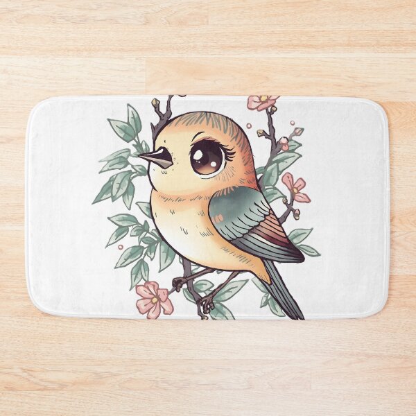 Item preview, Cute Songbird Sticker | Kawaii Bird with Cherry Blossoms Botanical Art designed and sold by dreamz-world.