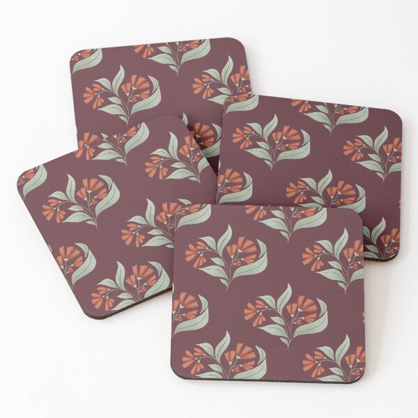 Item preview, Terracotta Floral on Burgundy Seamless Pattern Art designed and sold by StoriesInGrain.