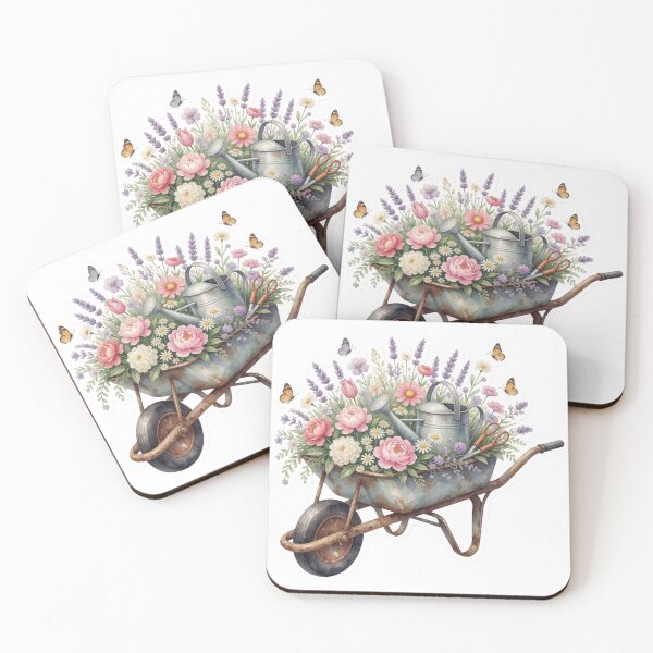 Item preview, Flower Wheelbarrow Sticker | Cottage Garden Decor designed and sold by AillustriaAK.