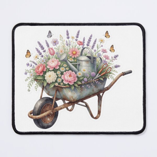 Item preview, Flower Wheelbarrow Sticker | Cottage Garden Decor designed and sold by AillustriaAK.