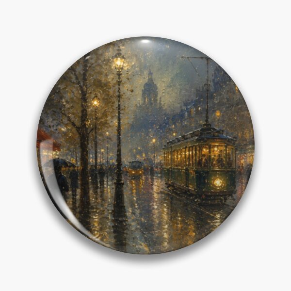 Item preview, Midnight Tram – Rainy European Boulevard at Night designed and sold by Squiglix.
