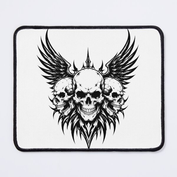 Item preview, Triple Skull With Dark Wings Line Art designed and sold by Munib320.