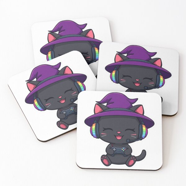 Item preview, Cute Witch Gamer Cat with RGB Headphones Kawaii Halloween Sticker designed and sold by Stylestickers55.