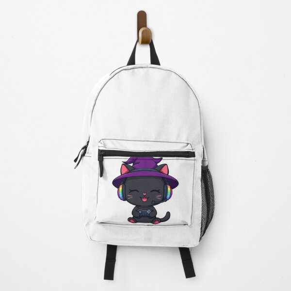 Item preview, Cute Witch Gamer Cat with RGB Headphones Kawaii Halloween Sticker designed and sold by Stylestickers55.
