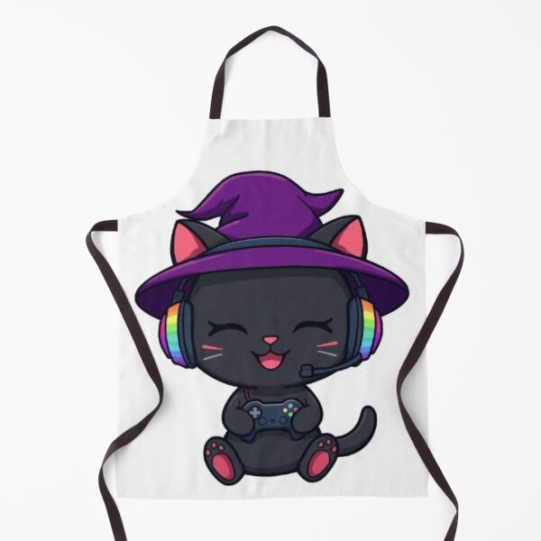 Item preview, Cute Witch Gamer Cat with RGB Headphones Kawaii Halloween Sticker designed and sold by Stylestickers55.