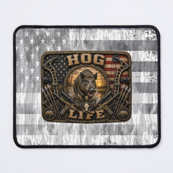 Item preview, Feral Hog Life Bow Hunting American Flag Hunting Wall Art Wild Boar Hunter Gift designed and sold by artistwill.