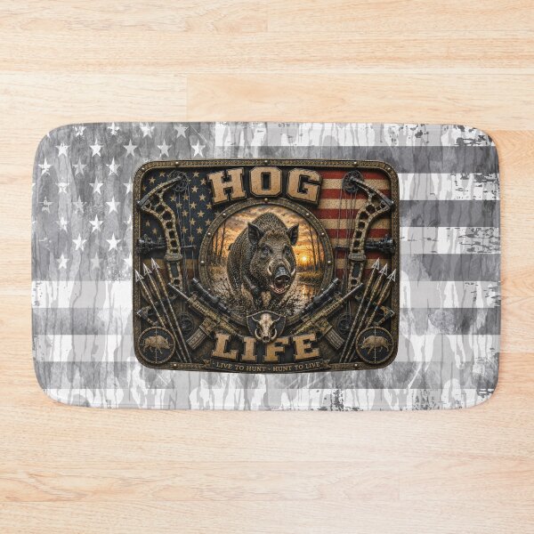 Item preview, Feral Hog Life Bow Hunting American Flag Hunting Wall Art Wild Boar Hunter Gift designed and sold by artistwill.