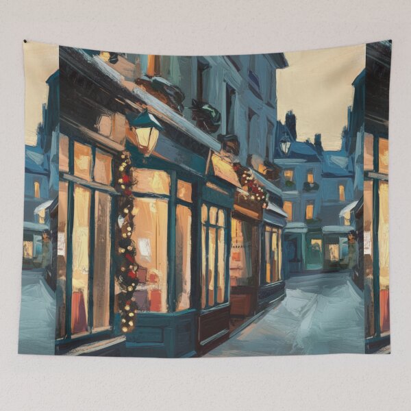 Item preview, French Village Street | Christmas Painting | Carraann  designed and sold by CARRAANN.