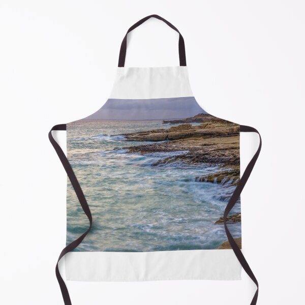 Item preview, Rocky Coastline at Sunset With Gentle Waves and Turquoise Sea Over Layered Limestone designed and sold by Nmallia.