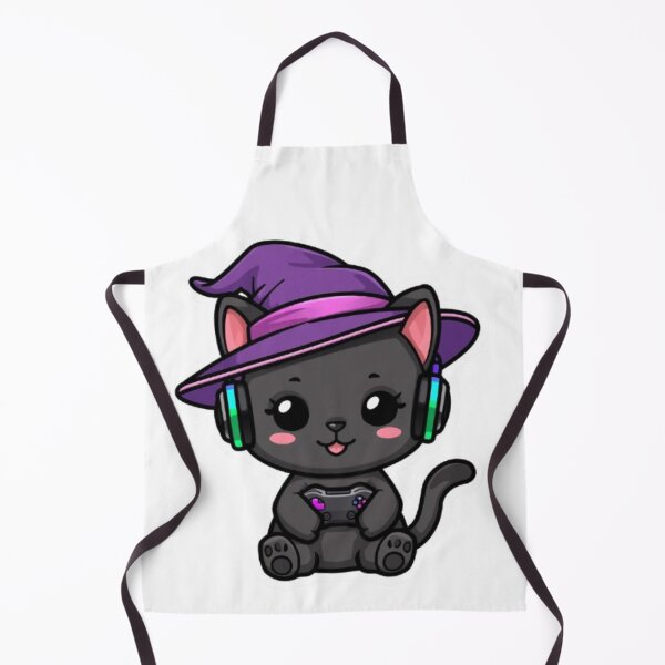 Item preview, Cute Witch Gamer Cat with RGB Headphones Kawaii Halloween Sticker designed and sold by Stylestickers55.
