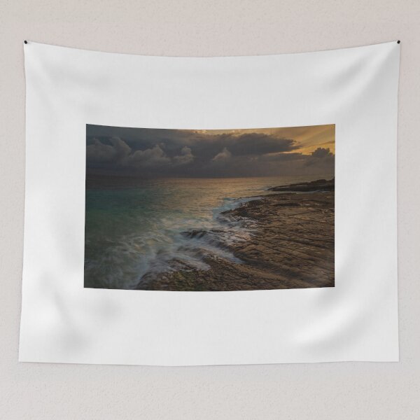 Item preview,  Rocky Coastline at Sunset With Gentle Waves and Turquoise Sea Over Layered Limestone designed and sold by Nmallia.