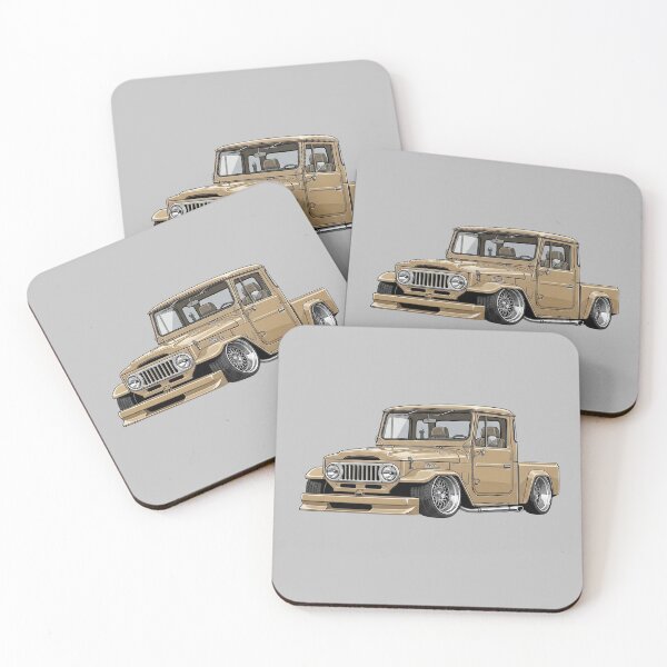 Item preview, Custom 1955 Toyota Land Cruiser FJ25 Lowered Pickup Vintage Illustration designed and sold by Motorline44.